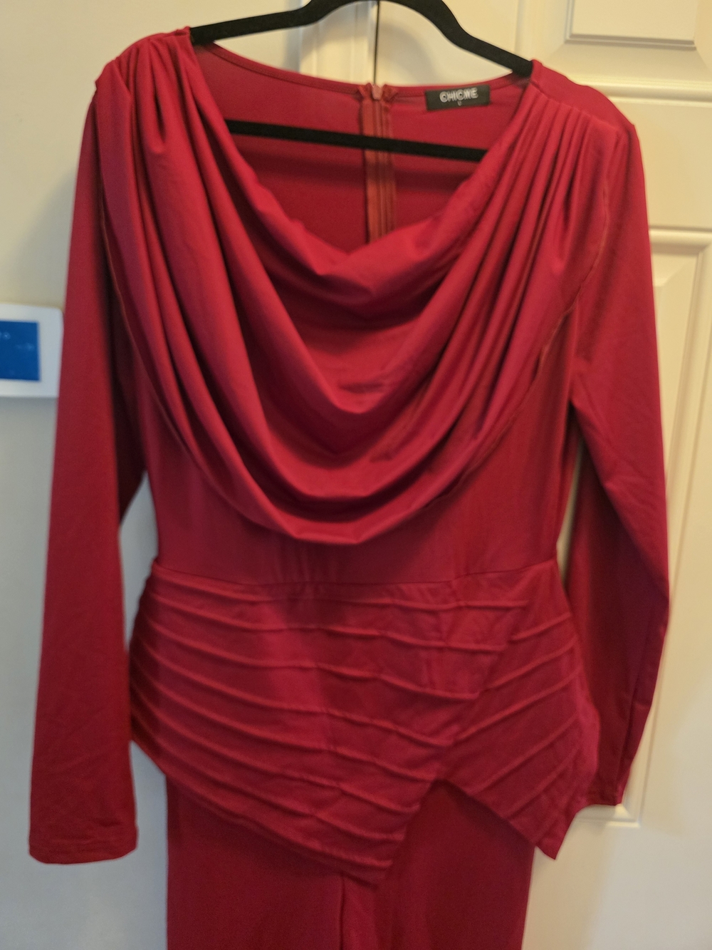 Draped Wide-Leg Jumpsuit in Wine.  Item Is New W/o Tag